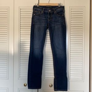 Size 2R dark denim skinny low rise Express Jeans